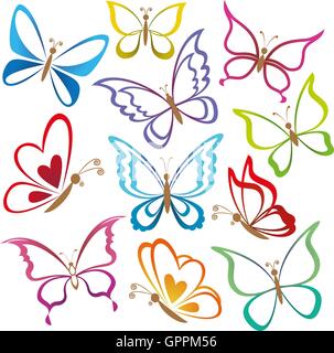 Set Abstrakt Schmetterlinge Stock Vektor