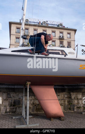 Dry Dock neben Lake Geneva in Genf, Schweiz Stockfoto