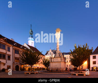 Altstadt, Fö ter, Dreifaltigkeitssäule, Feuerturm in Sopron (Ödenburg), Ungarn Stockfoto