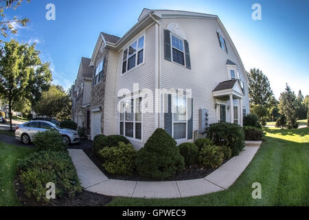Ein privates Stadthaus in New Jersey, fisheye-Objektiv-Ansicht. Stockfoto