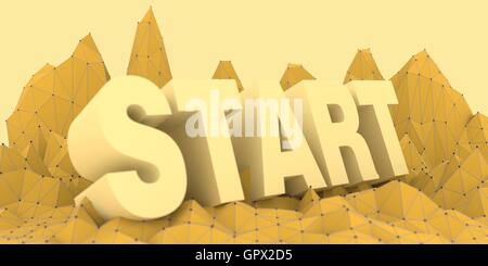 Low-Poly Berge Landschaft. Start text Stockfoto