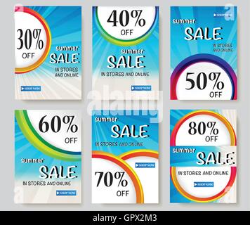 Social-Media-Verkauf-Banner und Werbung web Vorlagensammlung. Vektor-Illustrationen für Website und mobile Website-Banner, Plakate, Stock Vektor