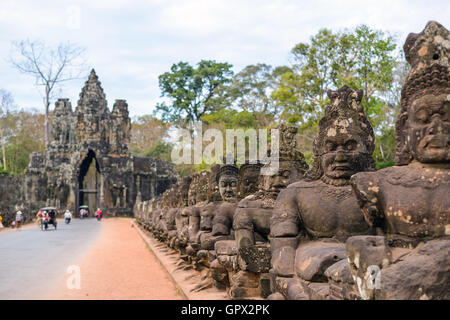 Südtor von Angkor Thom, Siem Reap, Kambodscha Stockfoto
