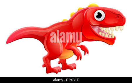 Einen niedlichen Cartoon Tyrannosaurus T Rex Dinosaurier Charakter Stockfoto