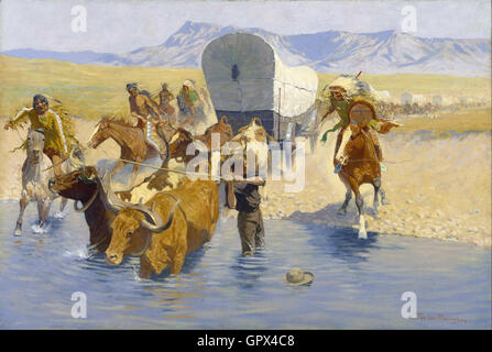 Frederic Remington - die Auswanderer Stockfoto