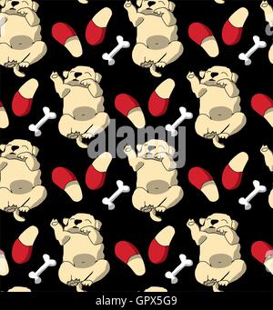 Welpen Süß Rest Schlaf entspannen Musterdesign dunklen Tapeten. Stock Vektor