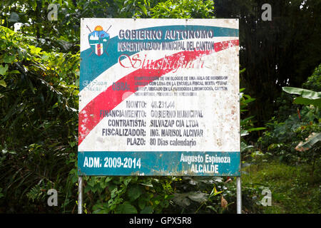 Melden Sie sich mit Details der Pilchi Gemeinschaft auf dem Napo Fluss (ein Nebenfluss des Amazonas), Ecuador, Südamerika Stockfoto