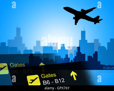 City-Flug mit Air und Zeitplan Stockfoto