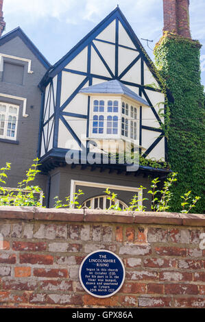 Gedenktafel für die Lincolnshire Rising von 1536, St James Kirche zu schließen, Louth, Lincolnshire, England Stockfoto