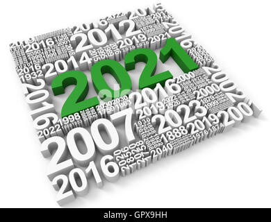 Zwei tausend einundzwanzig Angabe frohes neues Jahr und 3d Rendering zu feiern Stockfoto