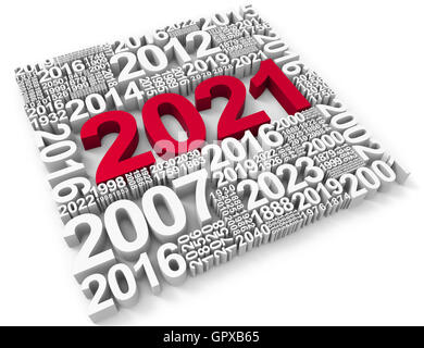 Zwei tausend einundzwanzig Angabe frohes neues Jahr und 3d Rendering zu feiern Stockfoto
