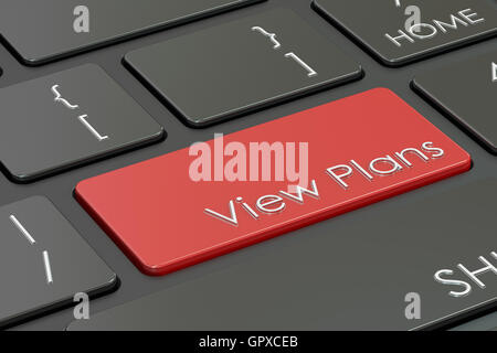 View Pläne Taste, rot-Taste auf der Tastatur. 3D-Rendering Stockfoto