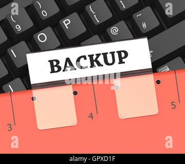 Backup-Datei Bedeutung Datenarchivierung und Organisation 3D-Rendering Stockfoto