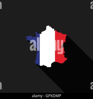 Frankreich Flagge Karte flache Bauweise, Symbol Symbol isoliert, lange Schatten, Vektor-illustration Stock Vektor