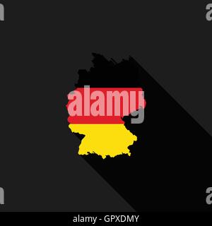 Deutschland Flagge Karte flache Bauweise, Symbol Symbol isoliert, lange Schatten, Vektor-illustration Stock Vektor