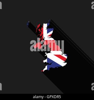 Vereinigtes Königreich, UK, Flagge Karte flache Bauweise, Symbol symbol isoliert, lange Schatten, Vektor-illustration Stock Vektor