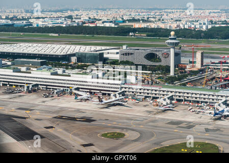 Changi International Airport, beschäftigt Luftfahrt-Drehkreuz in Südost-Asien Stockfoto