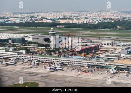 Changi International Airport, beschäftigt Luftfahrt-Drehkreuz in Südost-Asien Stockfoto