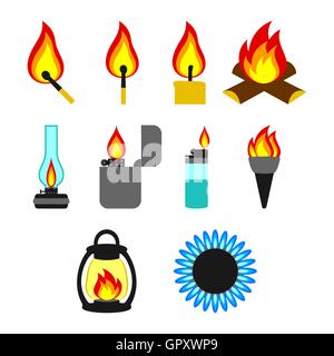 Objekte mit Feuer Stock Vektor