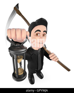 3D Halloween Menschen Abbildung. Lustige Monster. Der Sensenmann. Isolierten weißen Hintergrund. Stockfoto