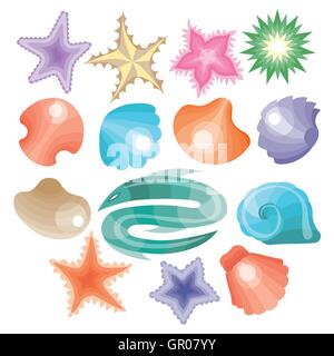Vektor-Sammlung von Muscheln und Stars. Stock Vektor