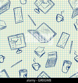 Pattern-Elemente von Büromaterial Stock Vektor
