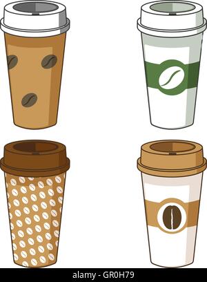 Kaffee-Tassen-Abbildung-Set zum mitnehmen Stock Vektor