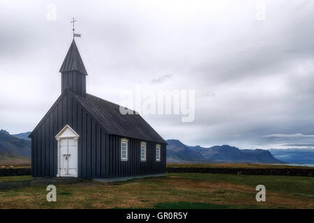 Budir, schwarze Kirche, Snaefellsnes, Island Stockfoto