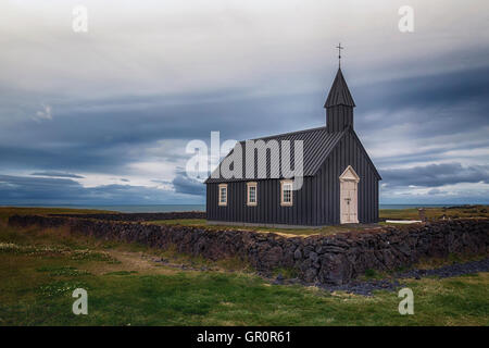 Budir, schwarze Kirche, Snaefellsnes, Island Stockfoto