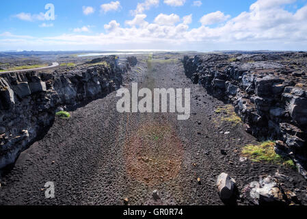 Leif das Lucky Brücke, Brücke zwischen den Kontinenten, Reykjanes, Island Stockfoto