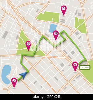 Vektor-Stadt-Kartennavigation Stock Vektor