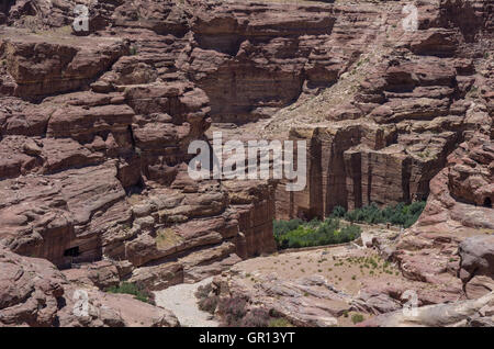 Nabatäer Steinbruch in antiken Stadt Petra. Blick vom Al Habis Mountain. Petra. Jordanien Stockfoto