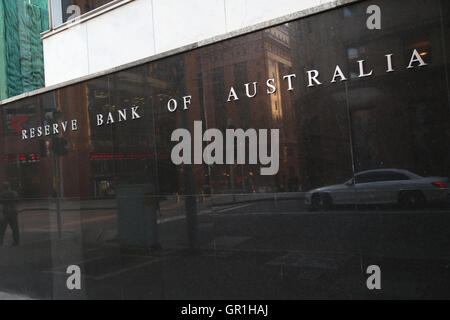 Sydney, Australien. 6. September 2016. Die Reserve Bank of Australia (RBA) hält gleich Cash Rate auf 1,5 Prozent. Abgebildet sind die Büros der RBA in 65 Martin Pl, Sydney NSW 2000. Bildnachweis: Richard Milnes/Alamy Live-Nachrichten Stockfoto