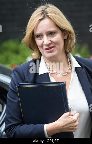 London, UK. 6. September 2016. Hause Sekretär Amber Rudd kommt in der Downing Street für die wöchentlichen Kabinettssitzung nach der parlamentarischen Sommerpause. Bildnachweis: Paul Davey/Alamy Live-Nachrichten Stockfoto