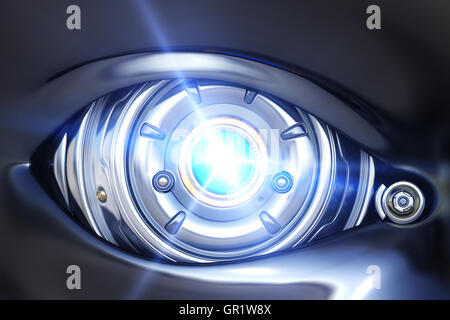 Cyber Eye hautnah mit Licht Stockfoto