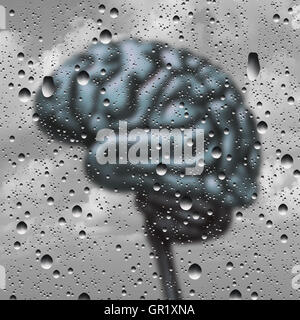 Gehirn Krankheitskonzept und Demenz oder Depression als eine geistige Gesundheit und Neurologie medizinische Symbol mit einem denken menschliche Organ als Stockfoto