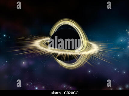 Schwarzes Loch Stern im Deep Space, physikalisch präzise 3D illustration Stockfoto