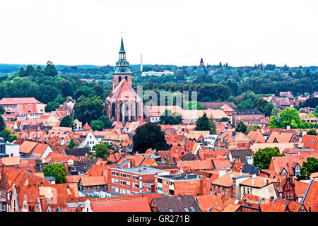 Lüneburg in der Vogelpersektive; aus der Vogelperspektive von Lüneburg Stockfoto