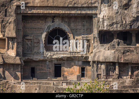 Ajanta Höhlen nahe Aurangabad, Bundesstaat Maharashtra in Indien Stockfoto