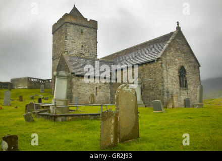 Schottische antike Kirche in Insel Harris. St. Clemens. Schottland. VEREINIGTES KÖNIGREICH. Horizontale Stockfoto