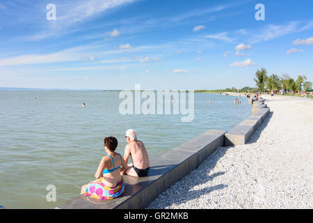 Illmitz: öffentliche Baden Strand Lido, Neusiedler See, Neusiedler See, Schwimmer, Österreich, Burgenland, Stockfoto