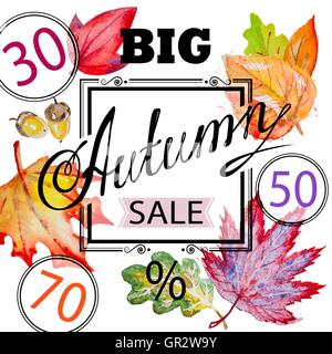 Herbst-shopping Werbung mit Blättern Stock Vektor