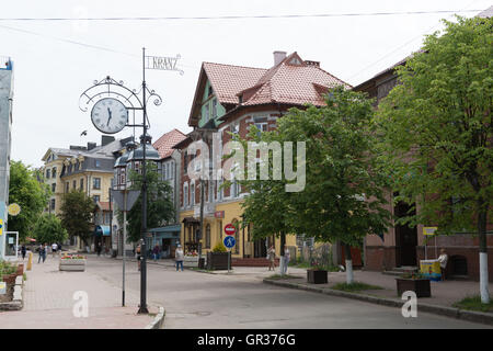 Innenstadt mit Hauptstraße, Selenogradsk, ex-Deutsch Cranz, Gebiet Kaliningrad, Russland, ex-Ostpreußen Stockfoto