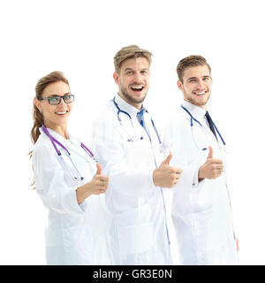 Porträt eines durchsetzungsfähig medizinische Teams vor einem weißen Hintergrund Stockfoto