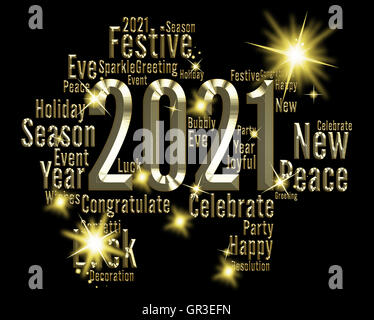Zwei tausend einundzwanzig Angabe frohes neues Jahr und feiern Stockfoto