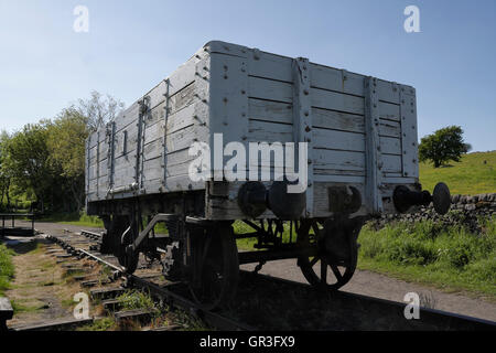 Alten Eisenbahnwaggon, Middleton Top, High Peak Trail Derbyshire England Großbritannien Stockfoto