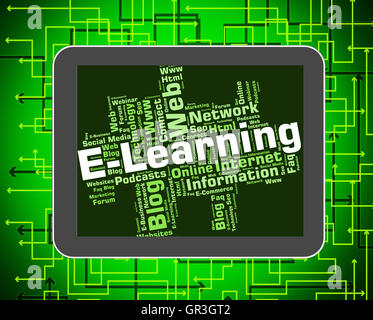 E-Learning Wort angibt, World Wide Web und Web Site Stockfoto