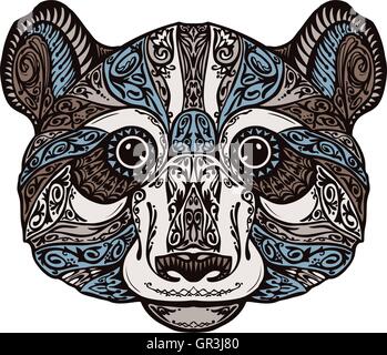 Ethnische verziert Panda oder Bär. Hand gezeichnet Vektor-Illustration mit floralen Elementen Stock Vektor
