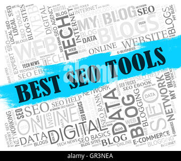 Beste Seo Tools Bedeutung Suchmaschinen und Websites Stockfoto