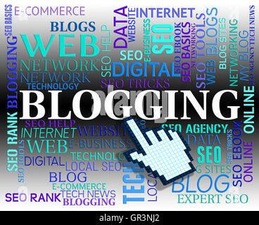 Vertretung-Website und Blogger Blogging-Wort Stockfoto